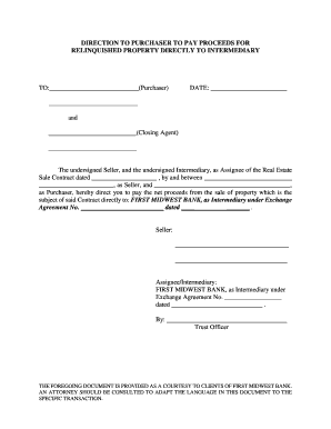 Direction to Purchaser to Pay Proceeds