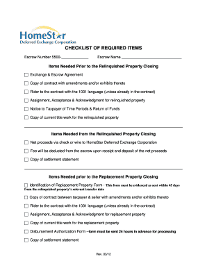 1031 Exchange Escrow Checklist
