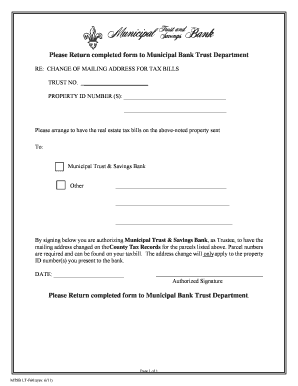 Change of Mailing Address for Tax Bills