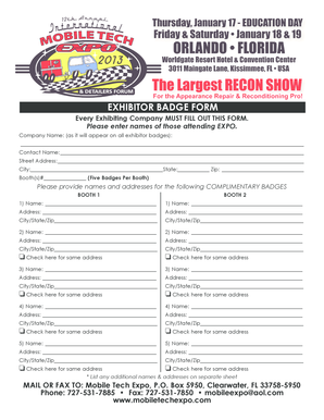 Exhibitor Badge Form