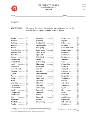 Predictive Index Form IV