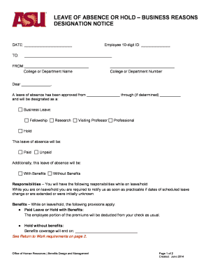 Leave of Absence or Hold Designation Notice
