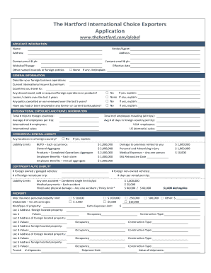 The Hartford International Choice Exporters Application