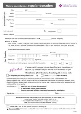 UK Regular Donation Form