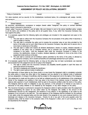 Assignment of Policy as Collateral Security