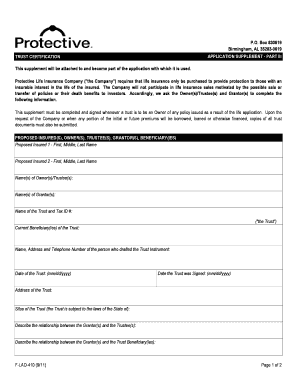 Trust Certification Application Supplement