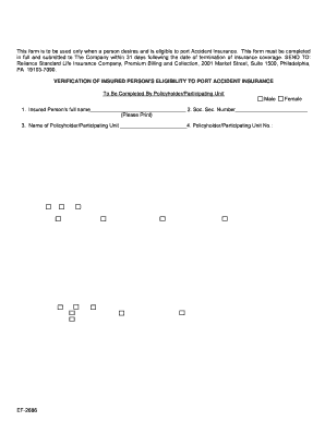 Accident Insurance Portability Request Form