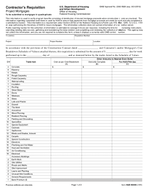HUD Contractor's Requisition Form