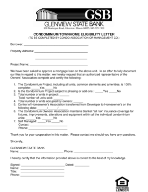 Condominium Eligibility Letter