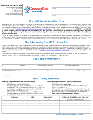 2016-2017 Special Condition Form