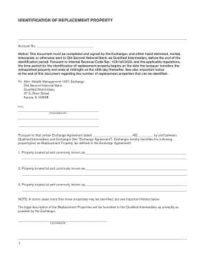 1031 Exchange Replacement Property Identification Form