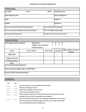 Employment Application Form