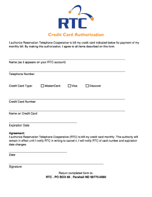 Credit Card Authorization Form