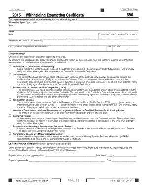 California Withholding Exemption Certificate