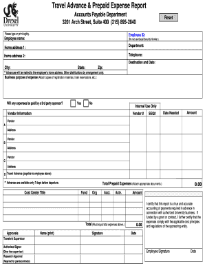 Travel Advance & Prepaid Expense Report