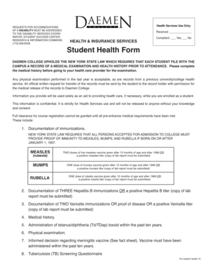 Student Health Form