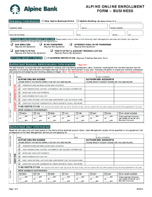 Alpine Online Business Enrollment Form