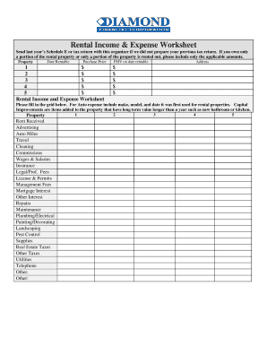 Rental Income and Expense Worksheet