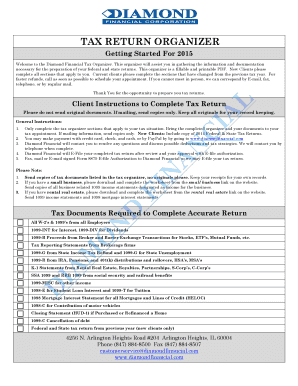 Diamond Financial Tax Organizer
