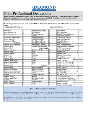 Pilot Professional Deductions Form