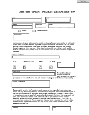 Black Rock Rangers Radio Checkout Form