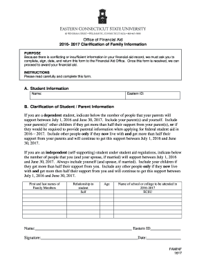 2016-2017 Clarification of Family Information Form