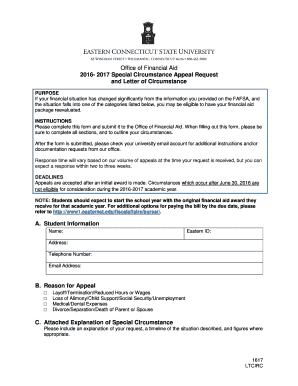 2016-2017 Special Circumstance Appeal Request