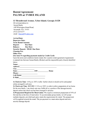 Georgia Vacation Rental Agreement