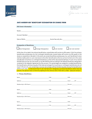 SAFE-HARBOR-IRA Beneficiary Designation Form