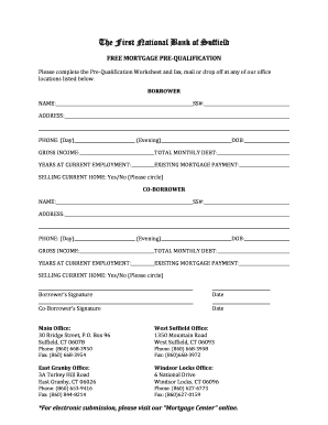 Mortgage Pre-Qualification Worksheet