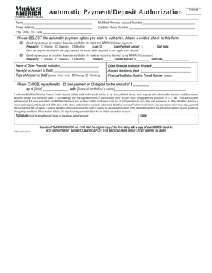 Automatic Payment/Deposit Authorization Form
