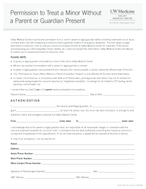 Permission to Treat a Minor Without Parent Present