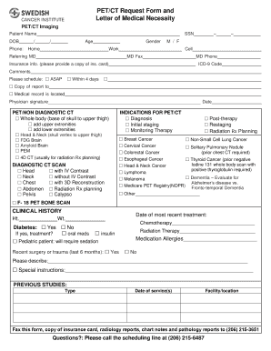 Fillable Online PETCT Request Form and - Swedish Hospital Fax Email ...