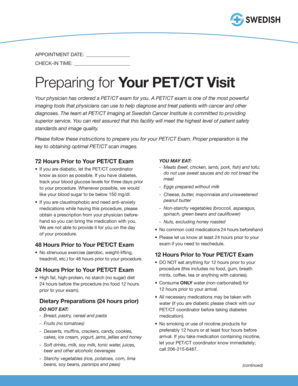 PET/CT Exam Preparation Instructions