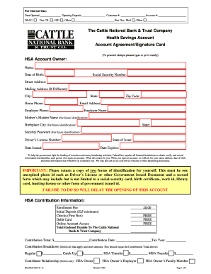 Health Savings Account Agreement