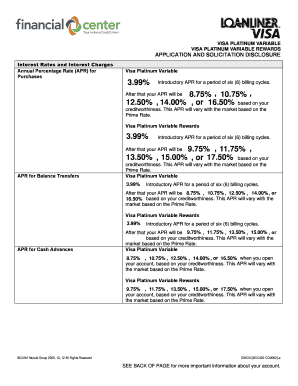 Visa Platinum Variable Credit Card Application