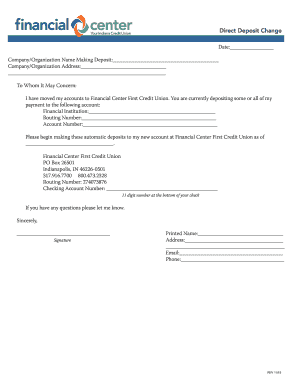 Direct Deposit Change Form