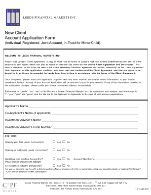 Leede Financial Markets Inc Account Application Form