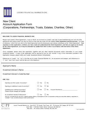 Leede Financial Markets Inc. Client Account Application Form