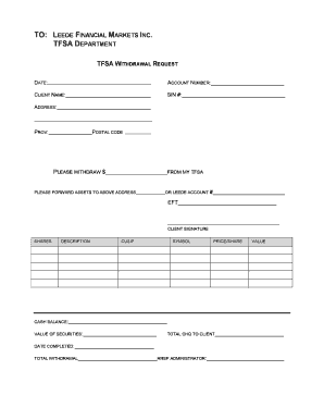 TFSA Withdrawal Request