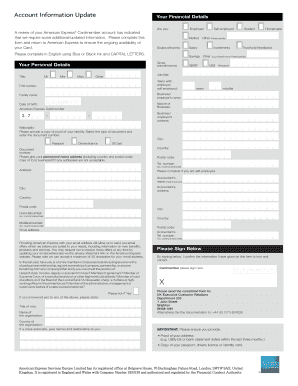 American Express Account Information Update Form