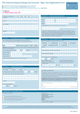 American Express Basic Card Application Form