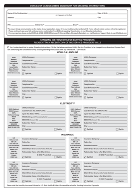 American Express Standing Instructions Form