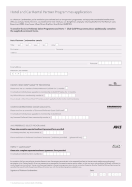 Platinum Card Partner Programmes Application