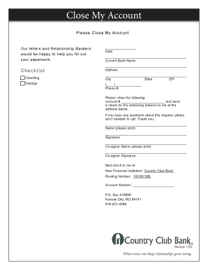 Bank Account Closure Request