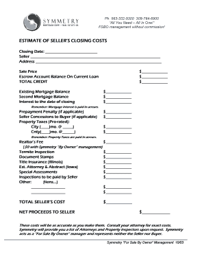 Estimate of Seller's Closing Costs