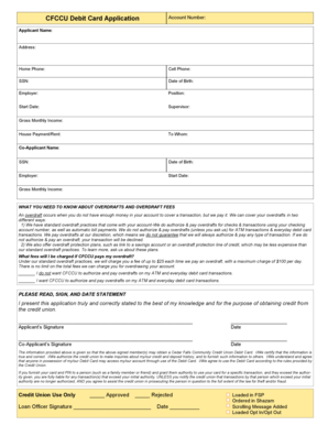 CFCCU Debit Card Application