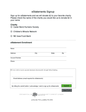 eStatements Signup Form