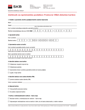 Business VISA Debit Card Data Change Request