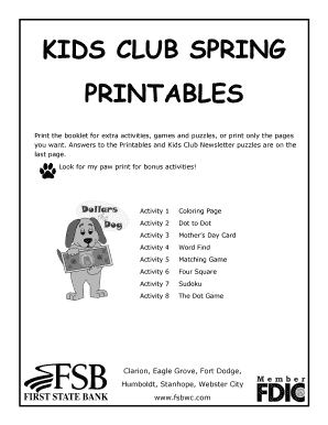 Kids Club Spring Printable Activities